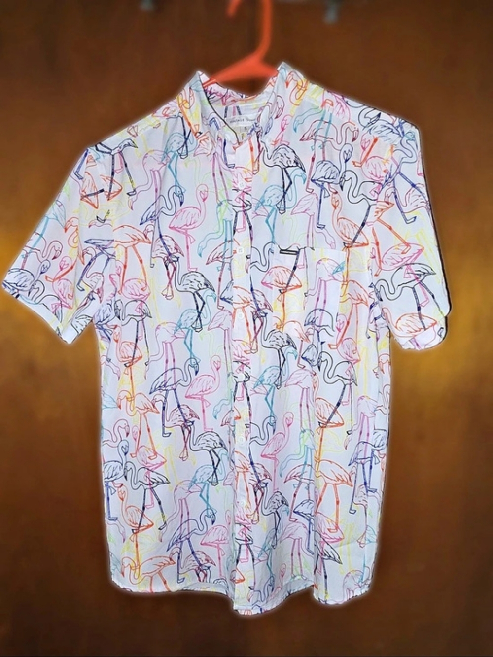 Vintage Summer Abstract Short Sleeve Shirt in White & Multicolor Size Small